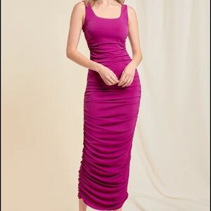 Minuet Anita Ruched Body Con Dress in Purple